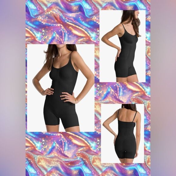 SPANX Black Oncore Tummy Control Mid-Thigh Compression Bodysuit Shapewear - Picture 1 of 11